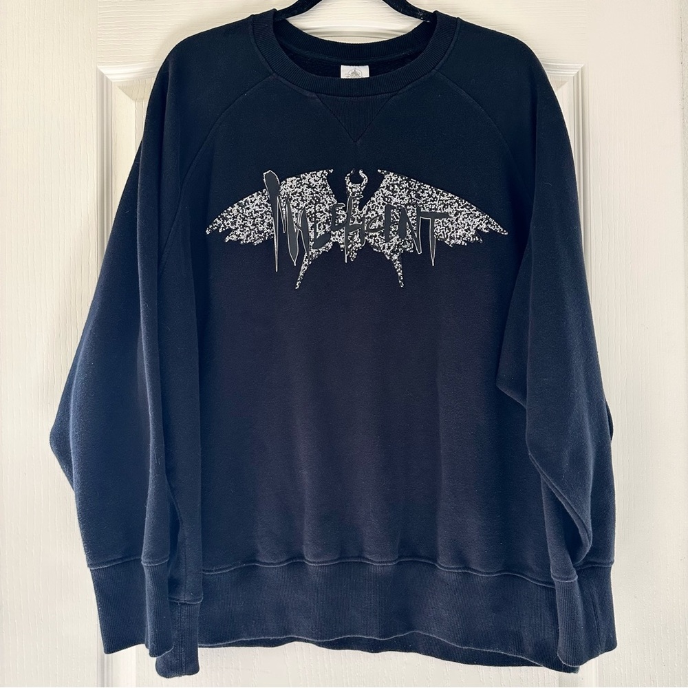 Disney Maleficent Black Silver Rhinestone Sparkle Pullover Sweatshirt 2XL